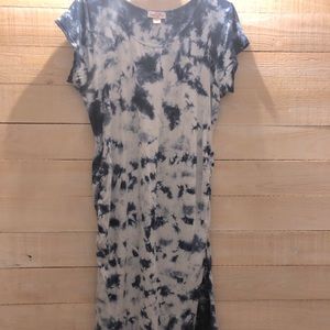 Maternity Blue Tie-Dye Dress